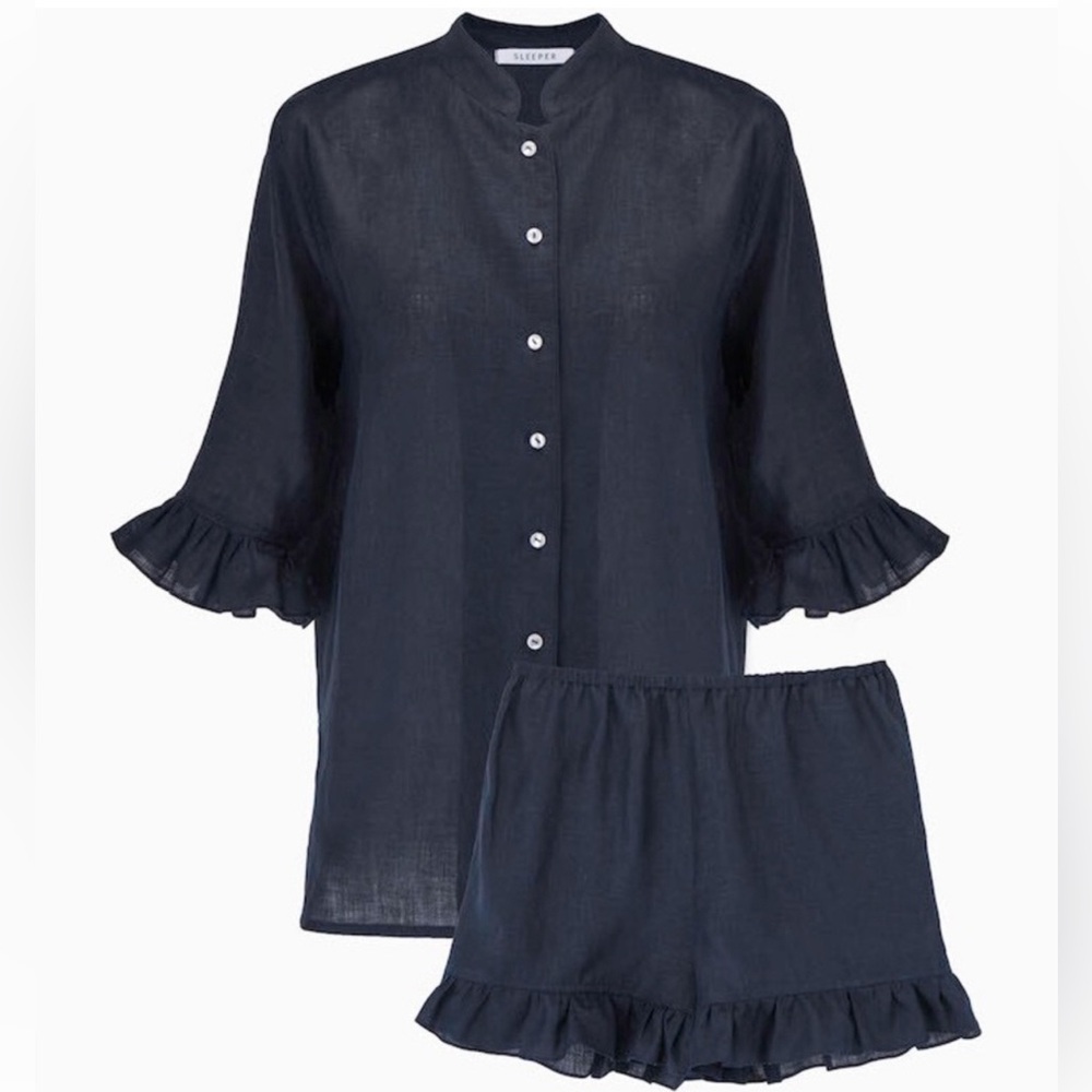 Sleeper Navy Linen Lounge Suit in Navy